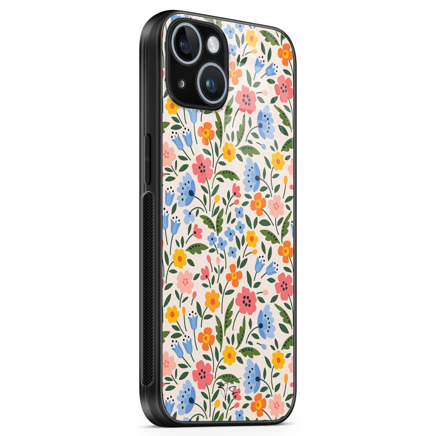 Telefoonhoesje Store iPhone 14 hoesje glas - Romantische bloemen