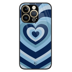 ELLECHIQ iPhone 14 Pro hoesje glas - Hart blauw