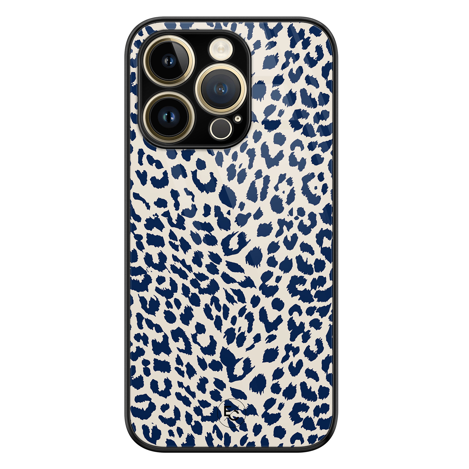 Telefoonhoesje Store iPhone 14 Pro hoesje glas - Luipaard blauw