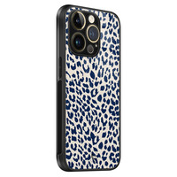 Telefoonhoesje Store iPhone 14 Pro hoesje glas - Luipaard blauw