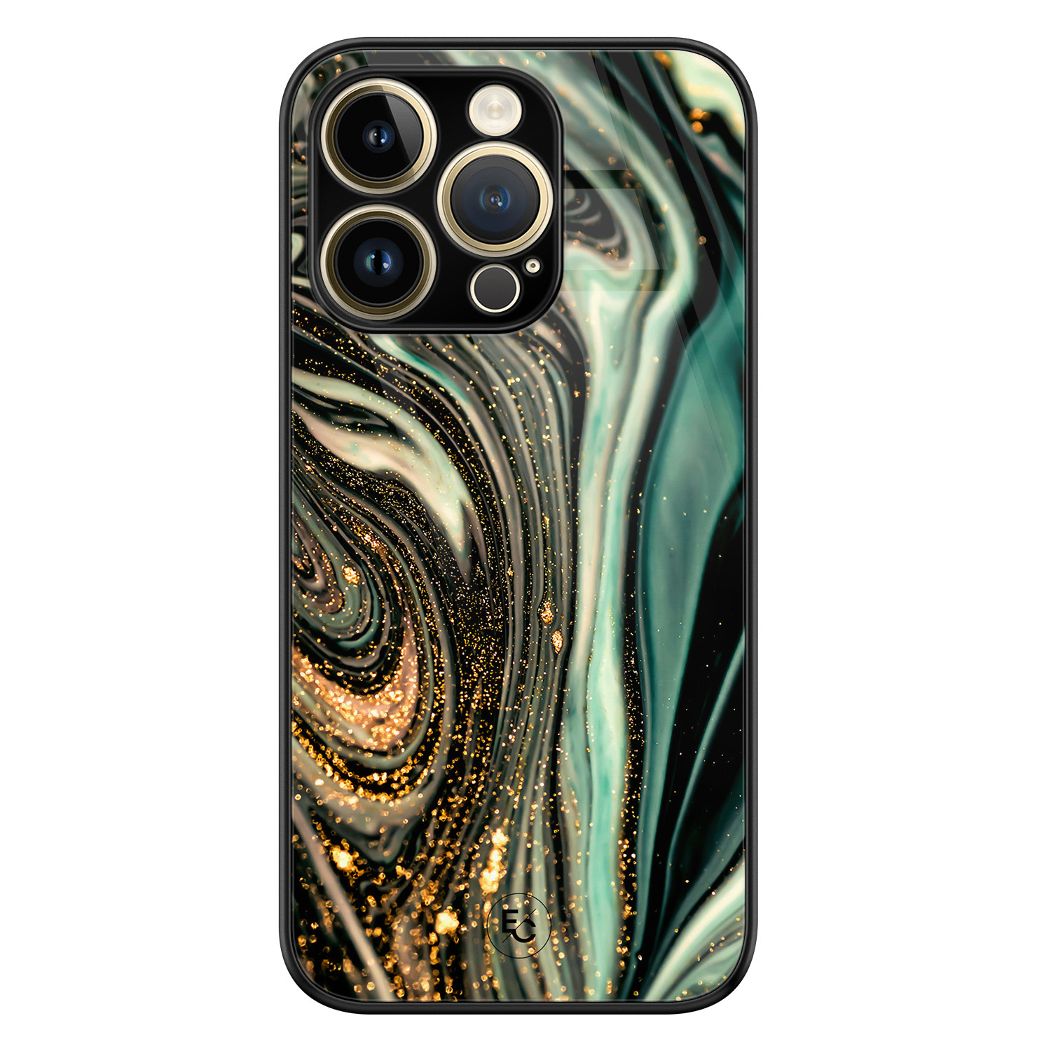 Telefoonhoesje Store iPhone 14 Pro hoesje glas - Marble Khaki Swirl