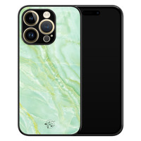 Telefoonhoesje Store iPhone 14 Pro hoesje glas - Marmer limegroen