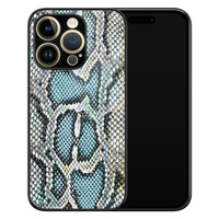 ELLECHIQ iPhone 14 Pro hoesje glas - Baby Snake Blue