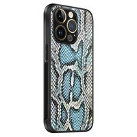 ELLECHIQ iPhone 14 Pro hoesje glas - Baby Snake Blue