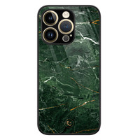 ELLECHIQ iPhone 14 Pro hoesje glas - Marble jade green