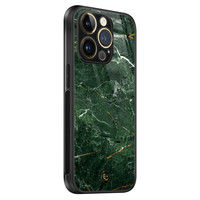 ELLECHIQ iPhone 14 Pro hoesje glas - Marble jade green