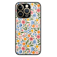 Telefoonhoesje Store iPhone 14 Pro hoesje glas - Romantische bloemen