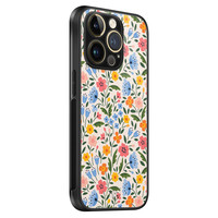 Telefoonhoesje Store iPhone 14 Pro hoesje glas - Romantische bloemen
