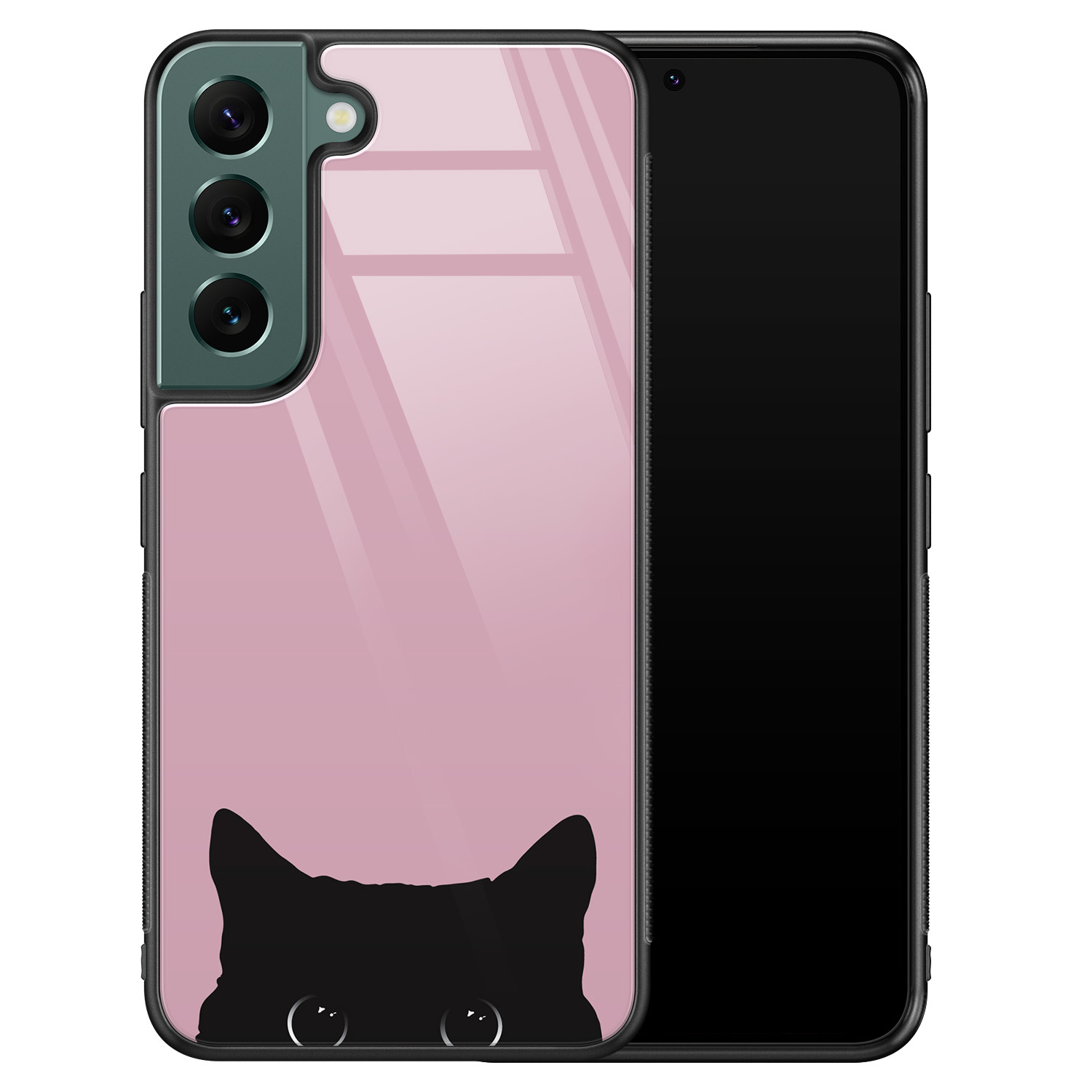 Telefoonhoesje Store Samsung Galaxy S22 hoesje glas - Zwarte kat