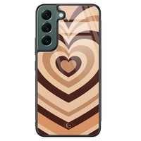 ELLECHIQ Samsung Galaxy S22 hoesje glas - Hart bruin