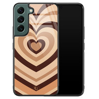 ELLECHIQ Samsung Galaxy S22 hoesje glas - Hart bruin