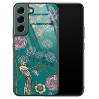 Telefoonhoesje Store Samsung Galaxy S22 hoesje glas - Bloomy birds