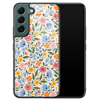 Telefoonhoesje Store Samsung Galaxy S22 hoesje glas - Romantische bloemen