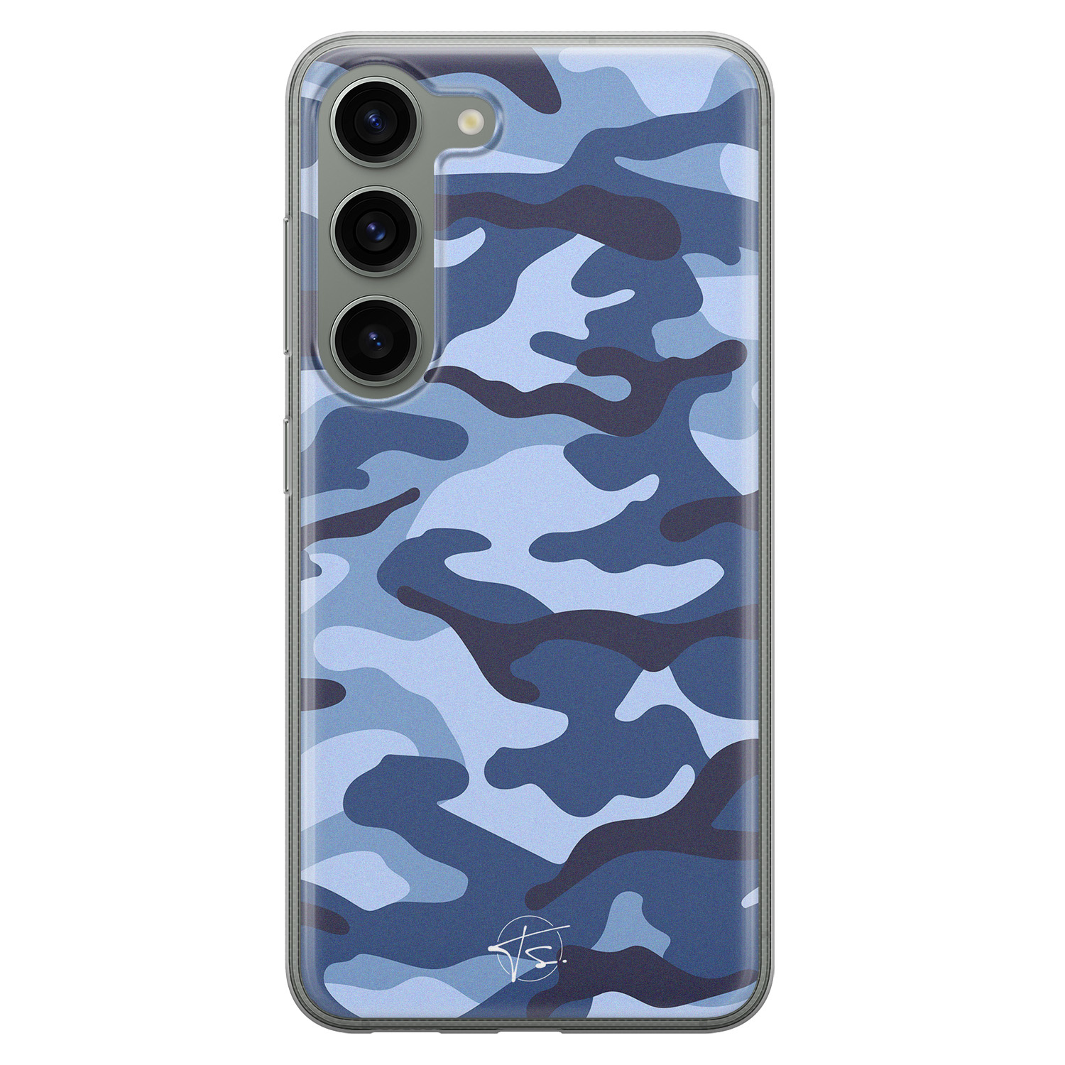 Telefoonhoesje Store Samsung Galaxy S23 siliconen hoesje - Camouflage blauw
