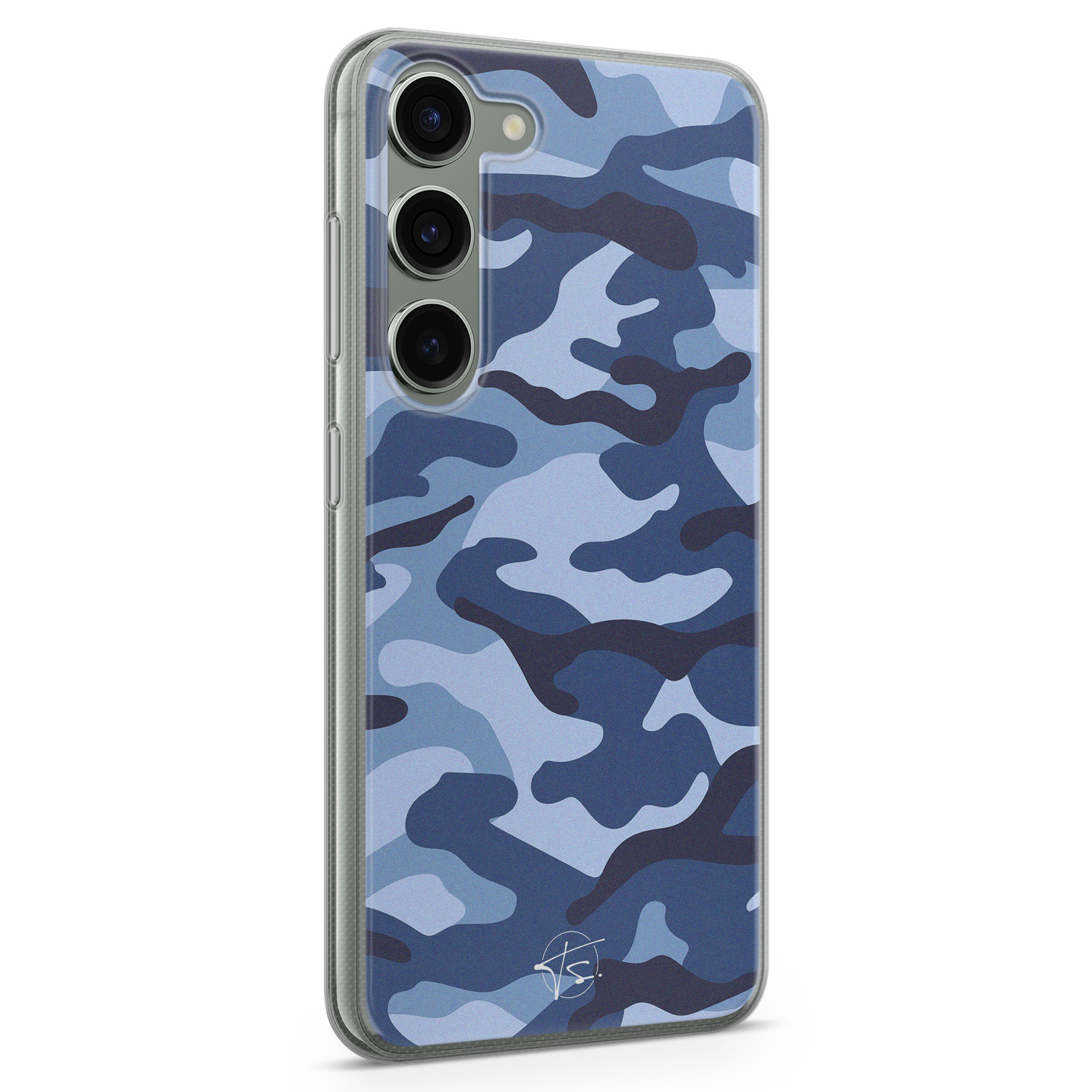 Telefoonhoesje Store Samsung Galaxy S23 siliconen hoesje - Camouflage blauw