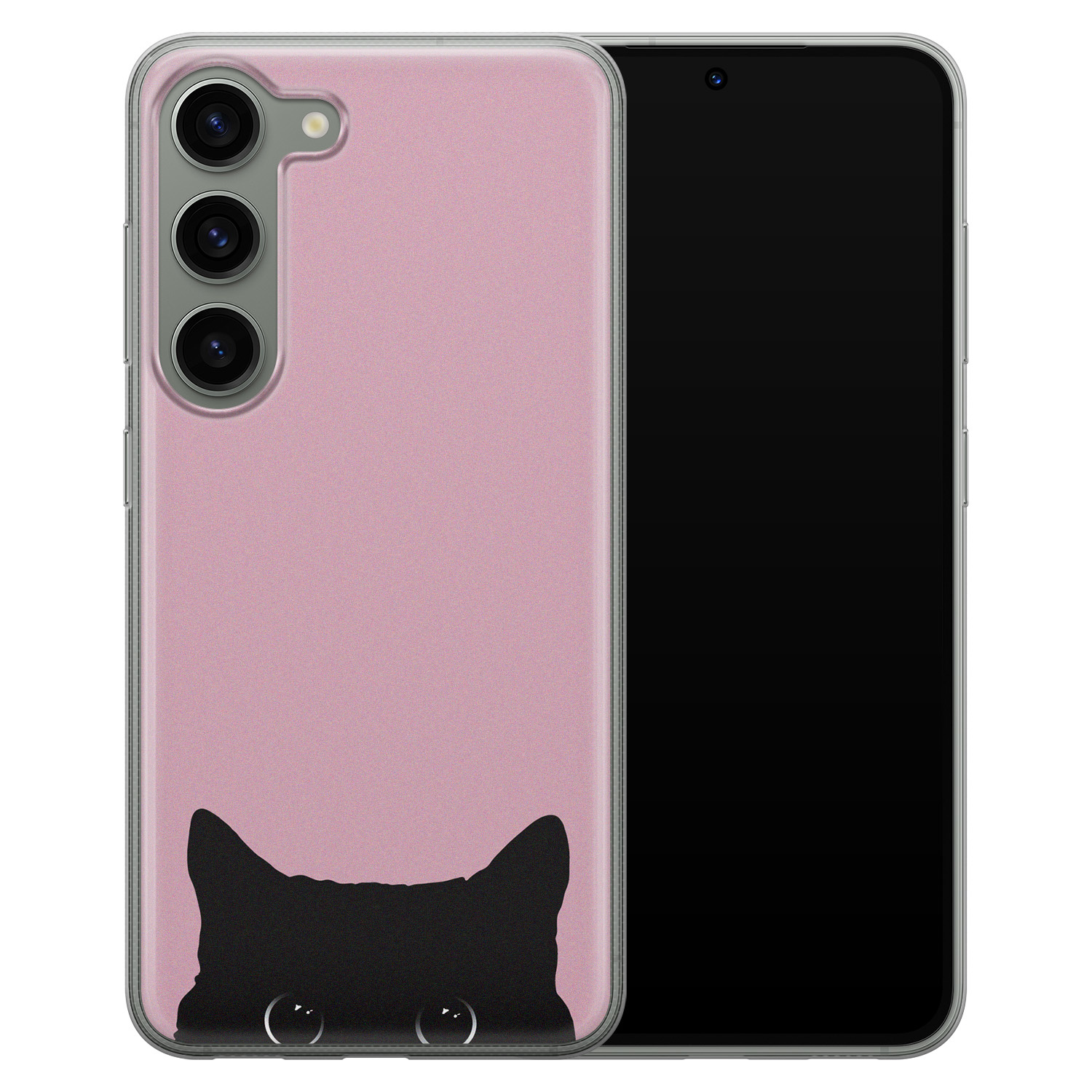 Telefoonhoesje Store Samsung Galaxy S23 siliconen hoesje - Zwarte kat