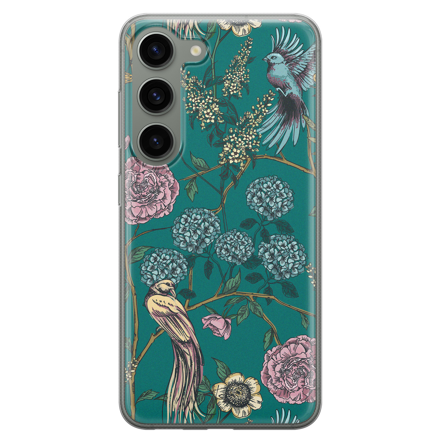 Telefoonhoesje Store Samsung Galaxy S23 siliconen hoesje - Bloomy birds