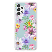 Telefoonhoesje Store Samsung Galaxy A13 4G siliconen hoesje - Mint bloemen