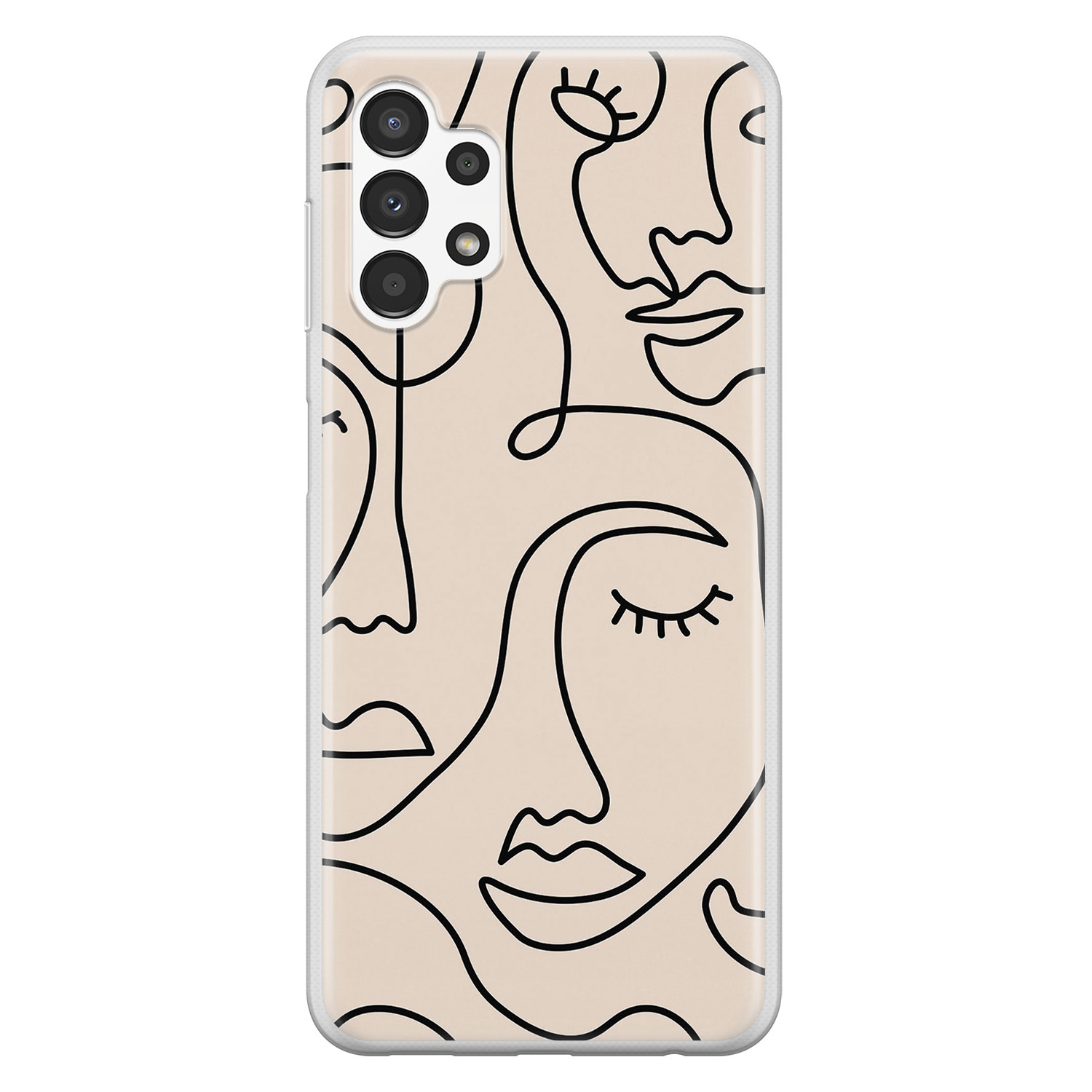 Leuke Telefoonhoesjes Samsung Galaxy A13 4G siliconen hoesje - Abstract gezicht lijnen