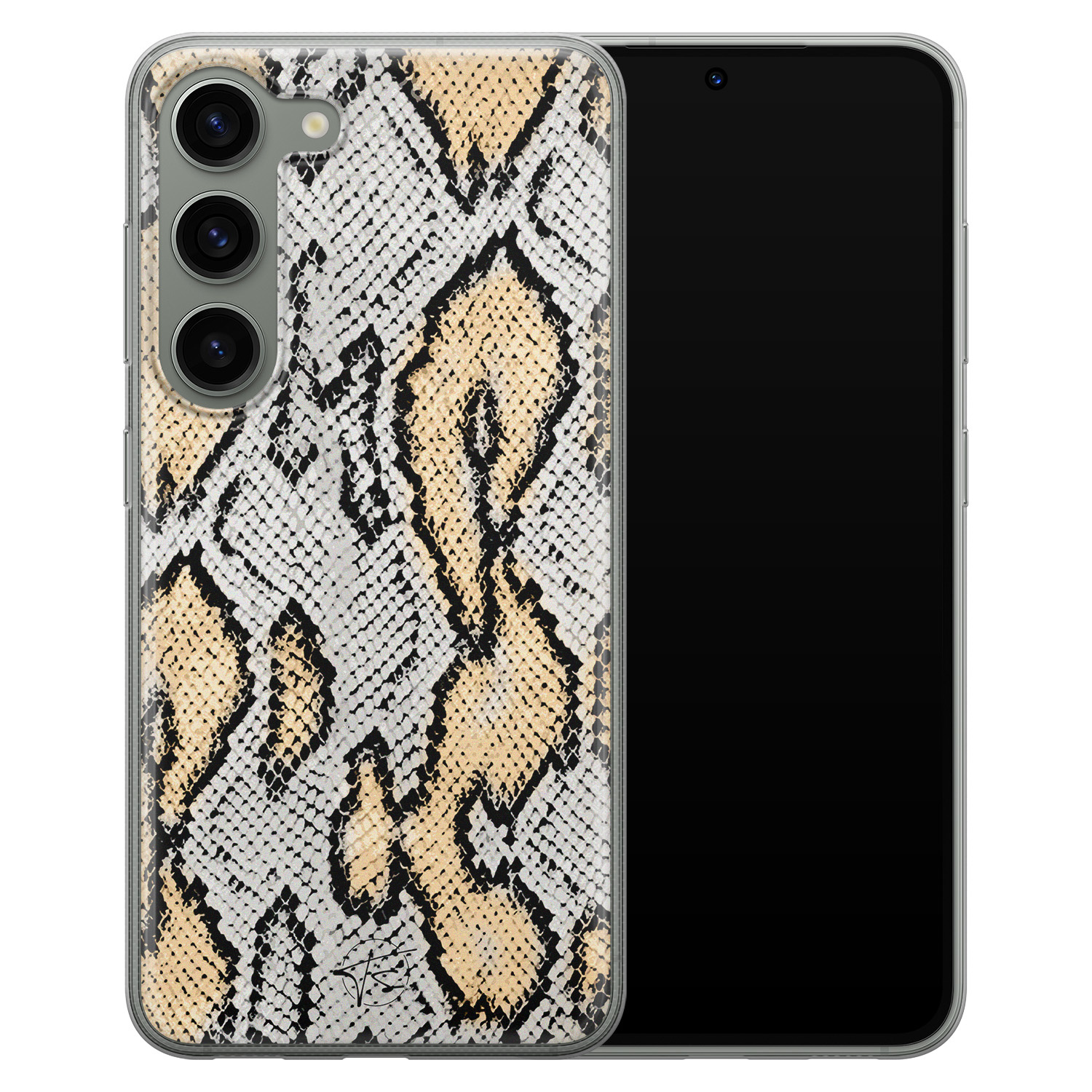 ELLECHIQ Samsung Galaxy S23 siliconen hoesje - Slangenprint goud