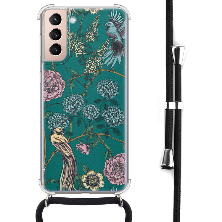 Telefoonhoesje Store Samsung Galaxy S21 hoesje met koord - Bloomy birds