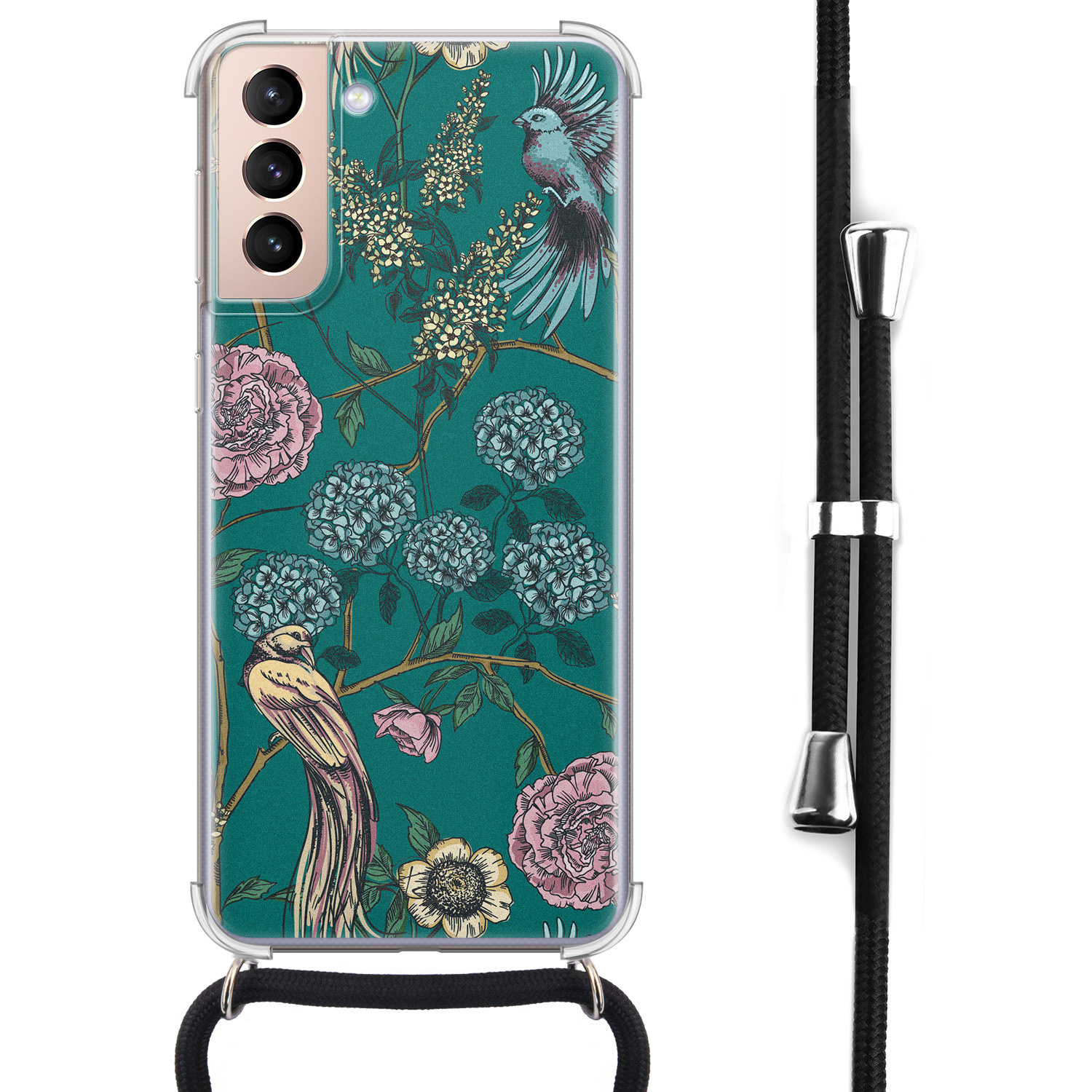 Telefoonhoesje Store Samsung Galaxy S21 hoesje met koord - Bloomy birds