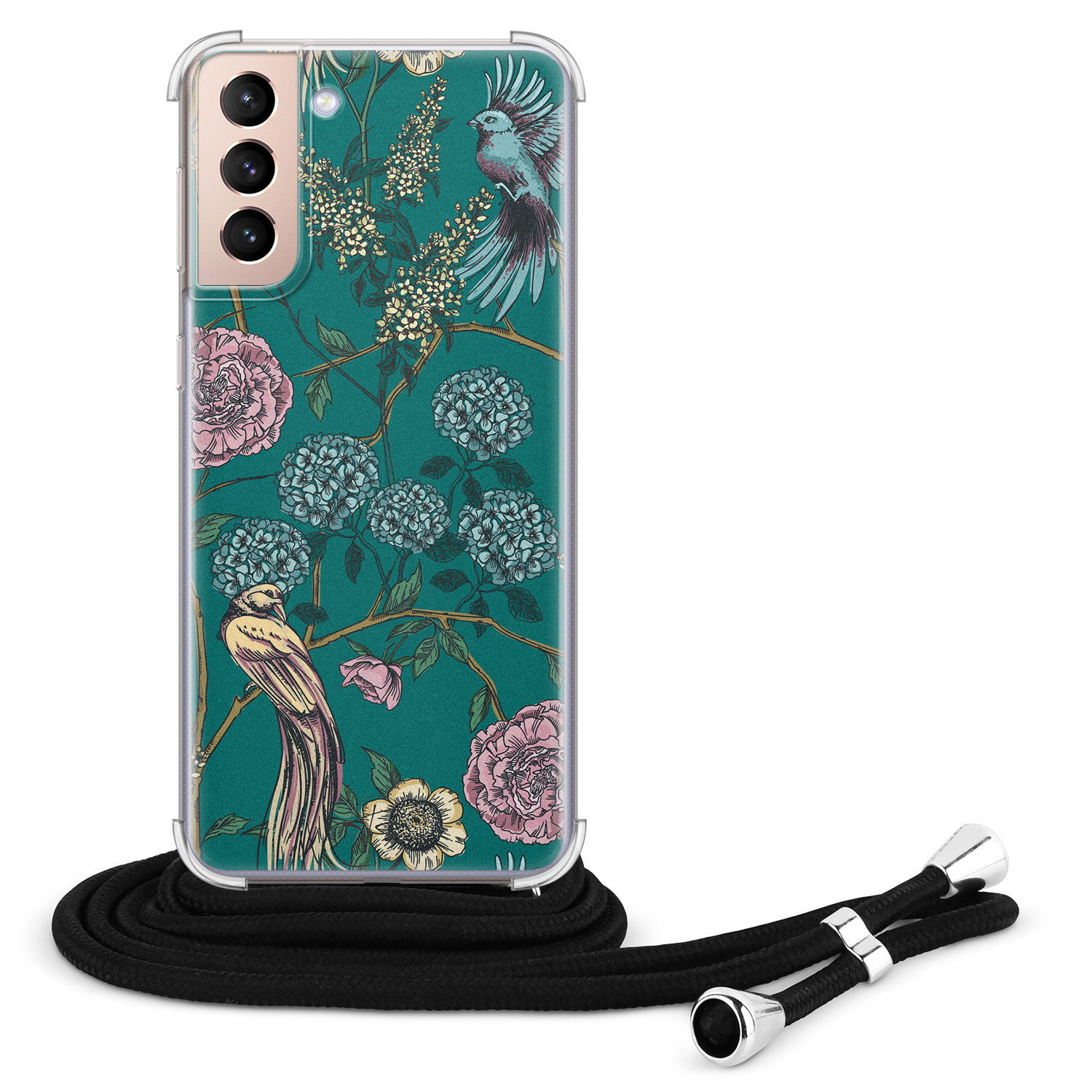 Telefoonhoesje Store Samsung Galaxy S21 hoesje met koord - Bloomy birds