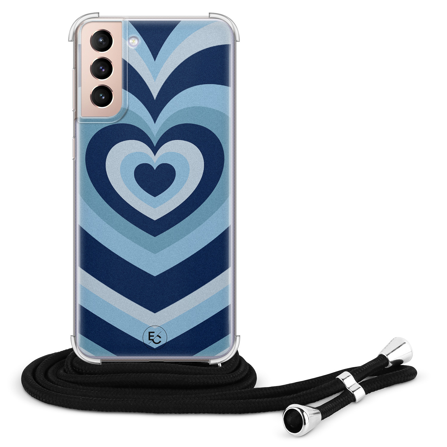 ELLECHIQ Samsung Galaxy S21 hoesje met koord - Hart blauw