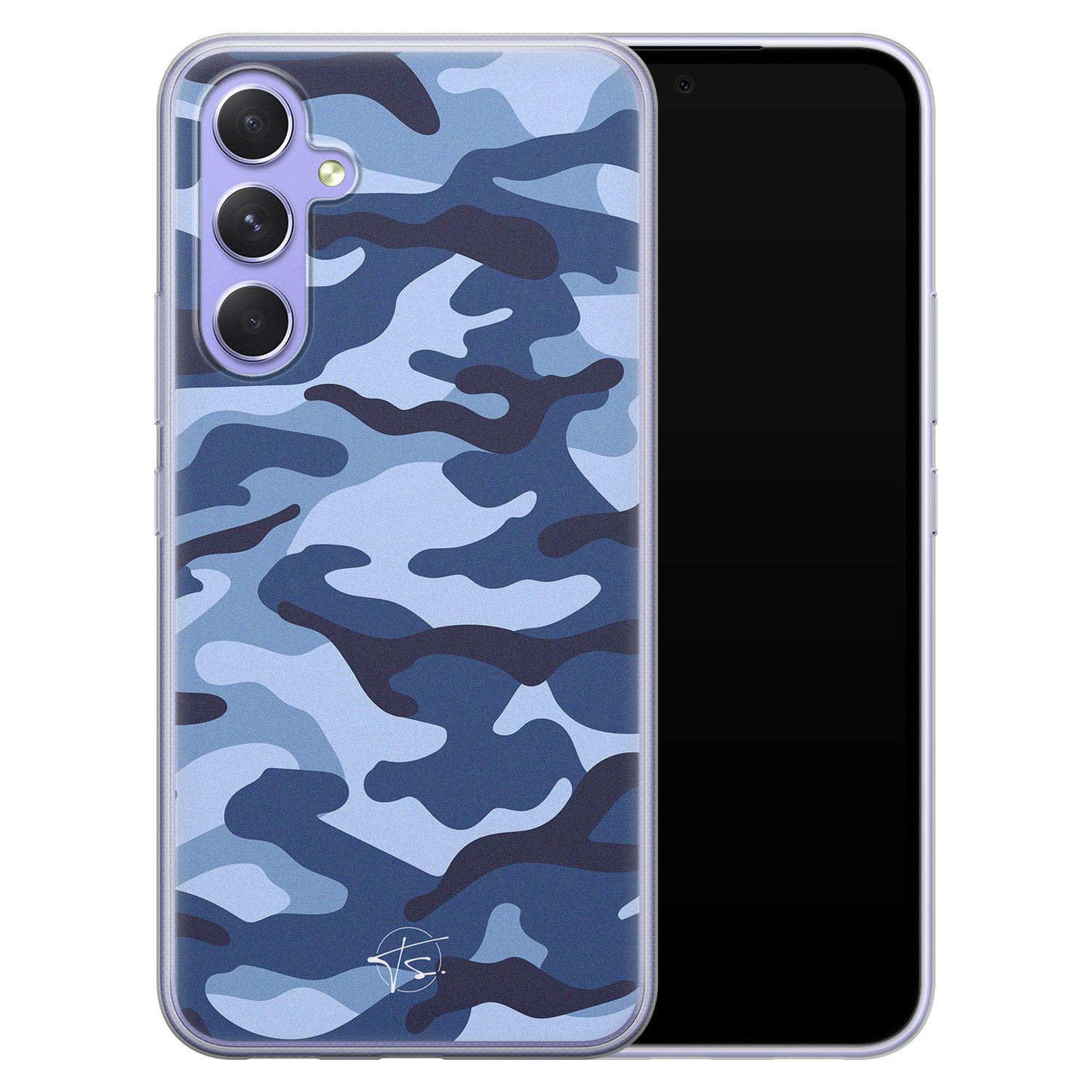 Telefoonhoesje Store Samsung Galaxy A54 siliconen hoesje - Camouflage blauw