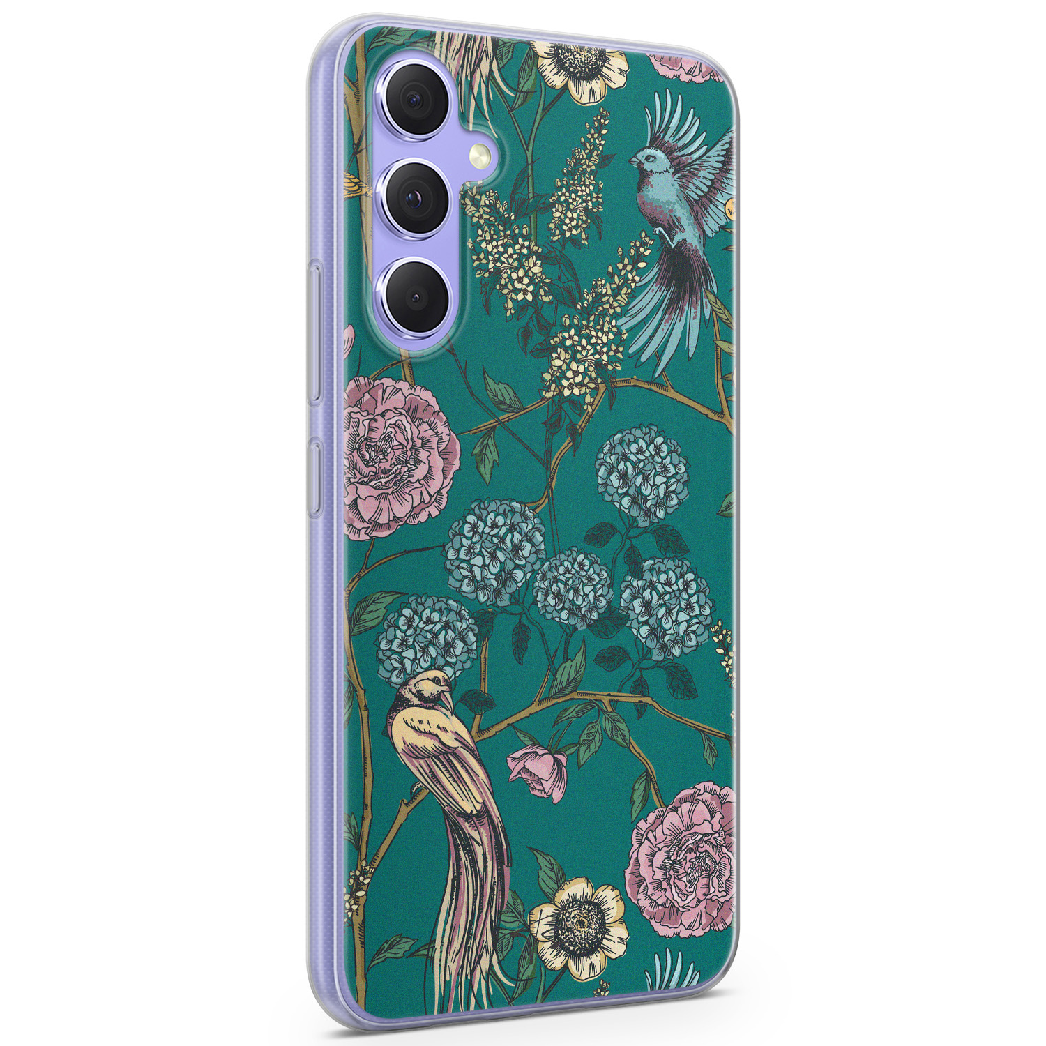 Telefoonhoesje Store Samsung Galaxy A54 siliconen hoesje - Bloomy birds