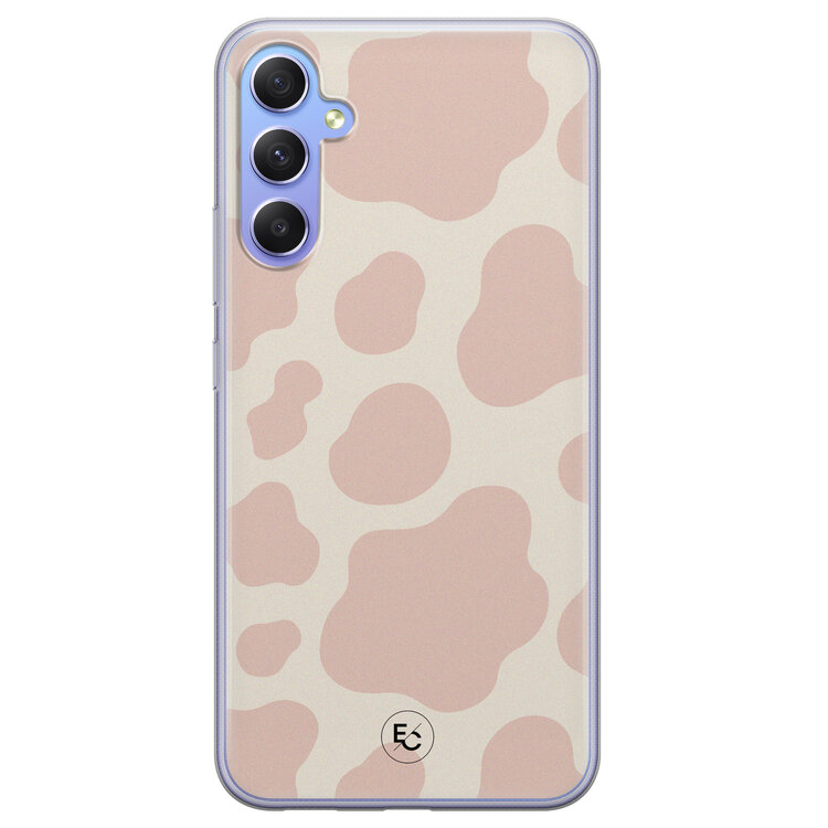 ELLECHIQ Samsung Galaxy A34 siliconen hoesje - Koeienprint roze