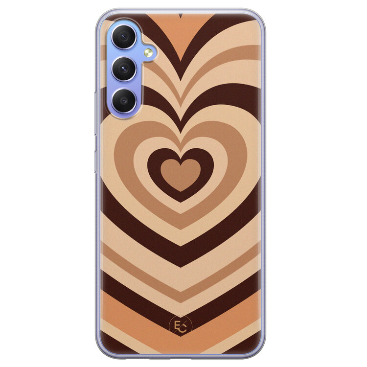 ELLECHIQ Samsung Galaxy A34 siliconen hoesje - Hart bruin