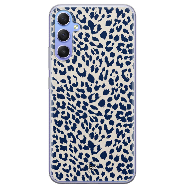 Telefoonhoesje Store Samsung Galaxy A34 siliconen hoesje - Luipaard blauw