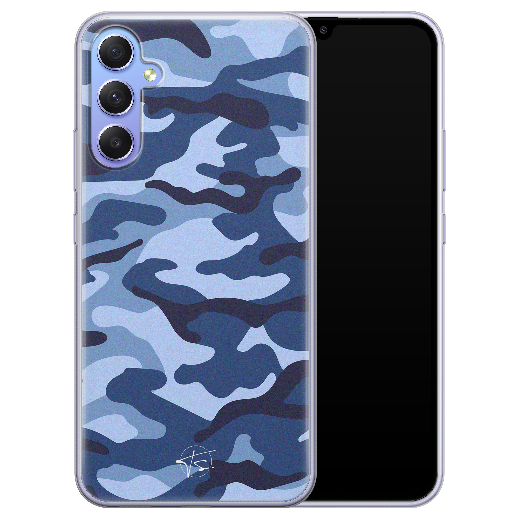 Telefoonhoesje Store Samsung Galaxy A34 siliconen hoesje - Camouflage blauw