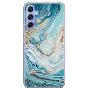 Telefoonhoesje Store Samsung Galaxy A34 siliconen hoesje - Marmer blauw goud