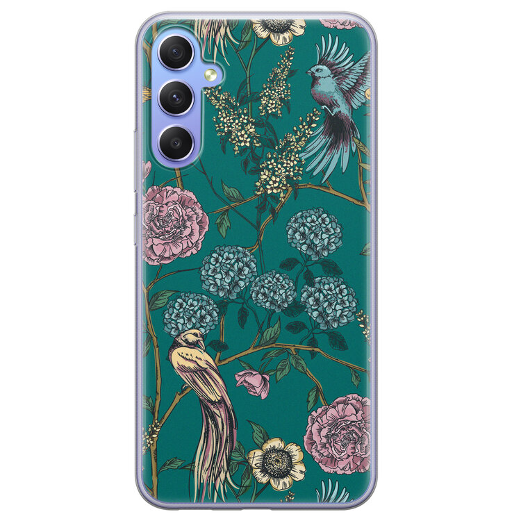 Telefoonhoesje Store Samsung Galaxy A34 siliconen hoesje - Bloomy birds