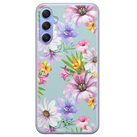 Telefoonhoesje Store Samsung Galaxy A34 siliconen hoesje - Mint bloemen