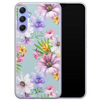 Telefoonhoesje Store Samsung Galaxy A34 siliconen hoesje - Mint bloemen