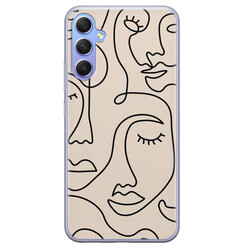 Leuke Telefoonhoesjes Samsung Galaxy A34 siliconen hoesje - Abstract gezicht lijnen