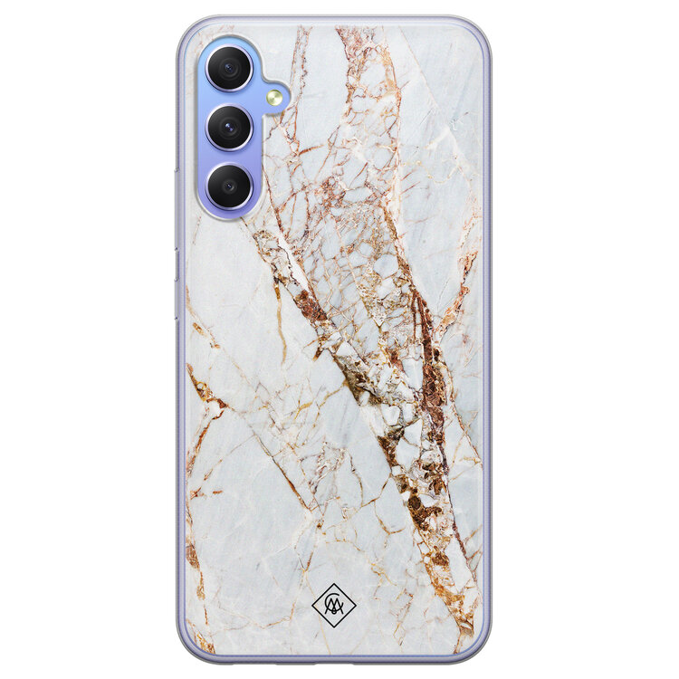 Casimoda Samsung Galaxy A34 siliconen hoesje - Goud marmer