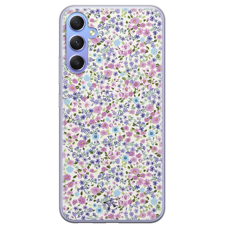 Telefoonhoesje Store Samsung Galaxy A34 siliconen hoesje - Purple garden