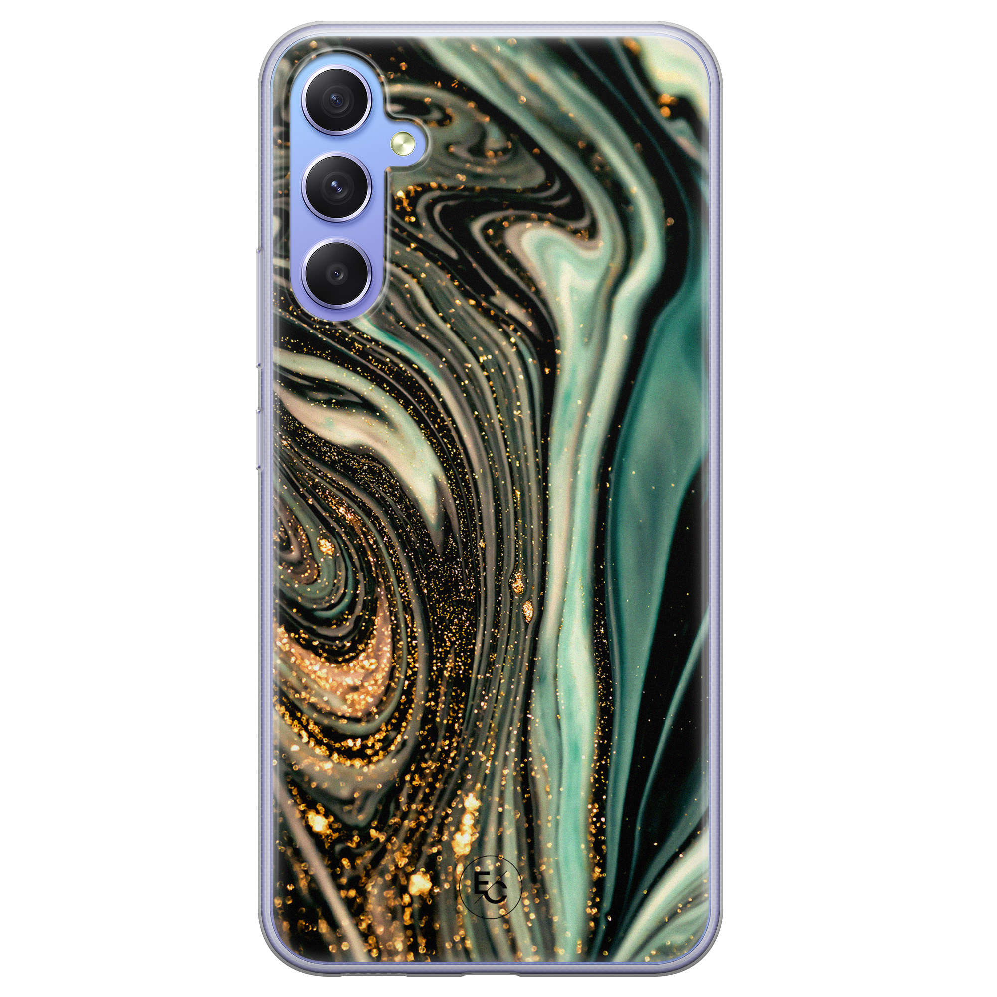 ELLECHIQ Samsung Galaxy A34 siliconen hoesje - Marble Khaki Swirl