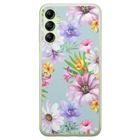 Telefoonhoesje Store Samsung Galaxy A14 5G siliconen hoesje - Mint bloemen