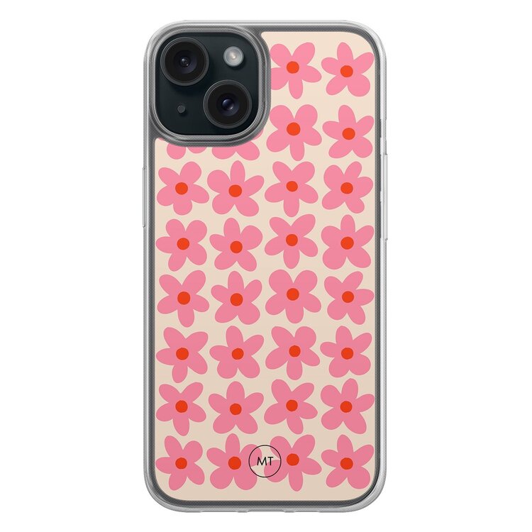 Mooie Telefoonhoesjes iPhone 15 hybride hoesje - Retro Blooms Mooie Telefoonhoesjes iPhone 15 hybride hoesje - Retro Blooms