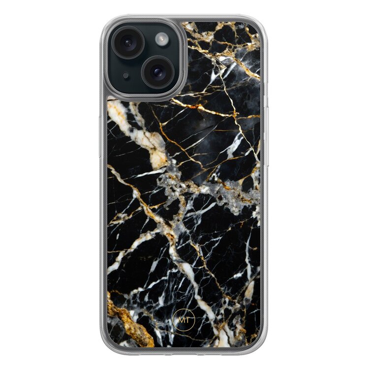 Mooie Telefoonhoesjes iPhone 14 hybride hoesje - Black marble elegance