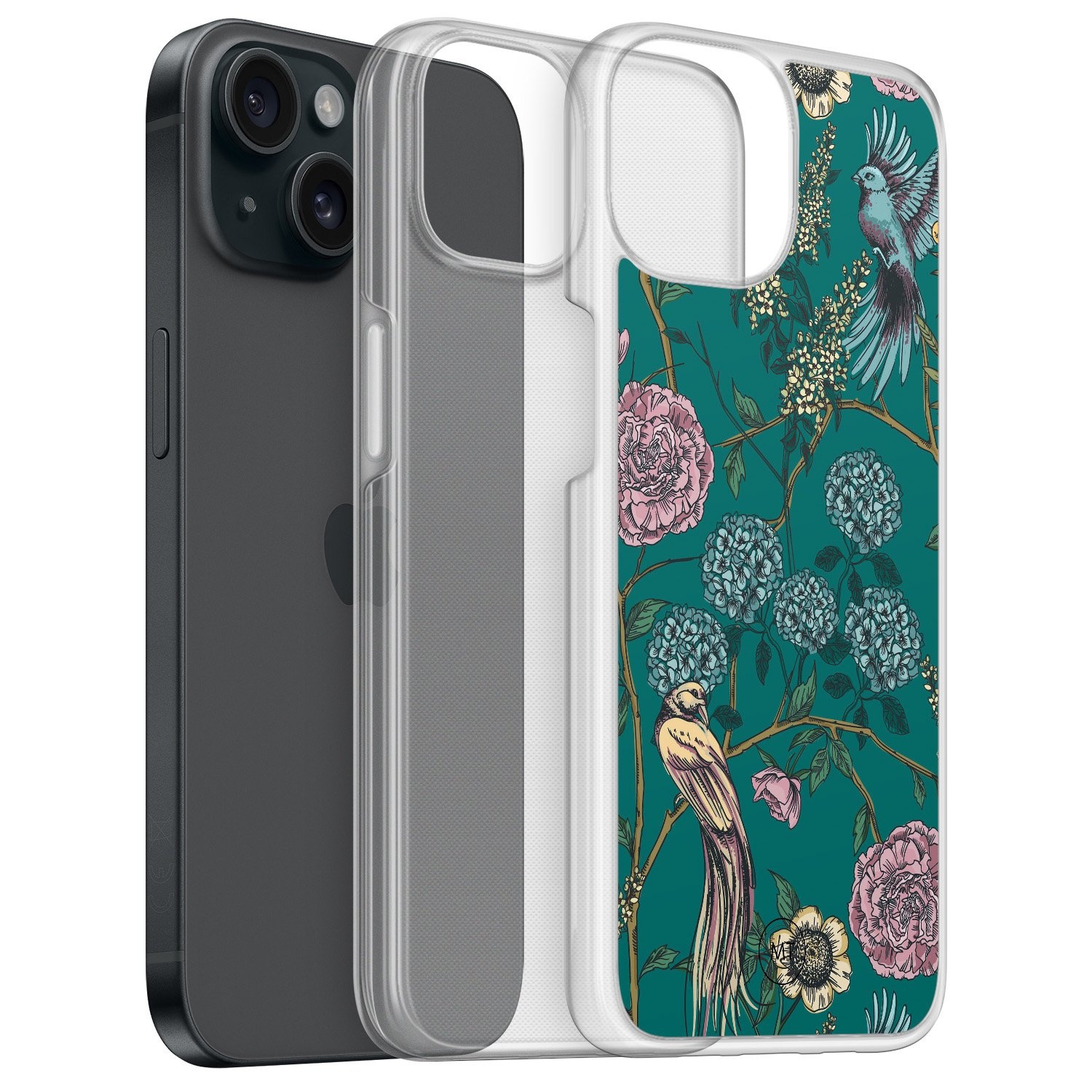 Mooie Telefoonhoesjes iPhone 14 hybride hoesje - Bloomy birds