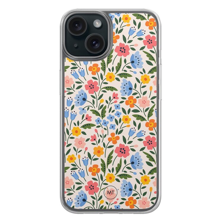 Mooie Telefoonhoesjes iPhone 14 hybride hoesje - Romantische bloemen