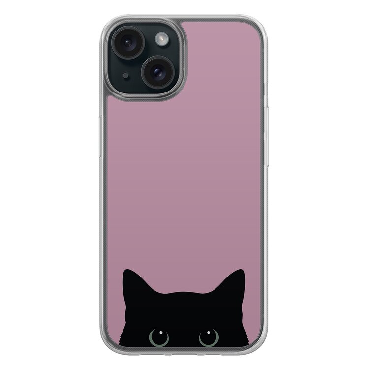 Mooie Telefoonhoesjes iPhone 14 hybride hoesje - Zwarte kat