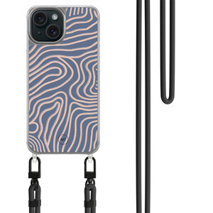 Mooie Telefoonhoesjes iPhone 15 hoesje met zwart koord - Flowing lines