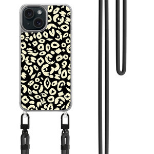 Mooie Telefoonhoesjes iPhone 15 hoesje met zwart koord - Animal skin